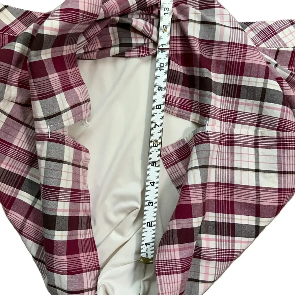 Lady Hagen Womens Pink Plaid Knee-length Stretchy‎ Preppy Academia Skort Medium